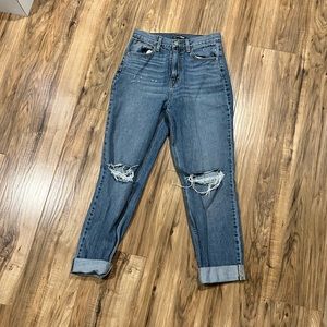 Fashion Nova distressed mom jeans